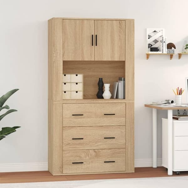 vidaXL Highboard sonoma eik konstruert tre