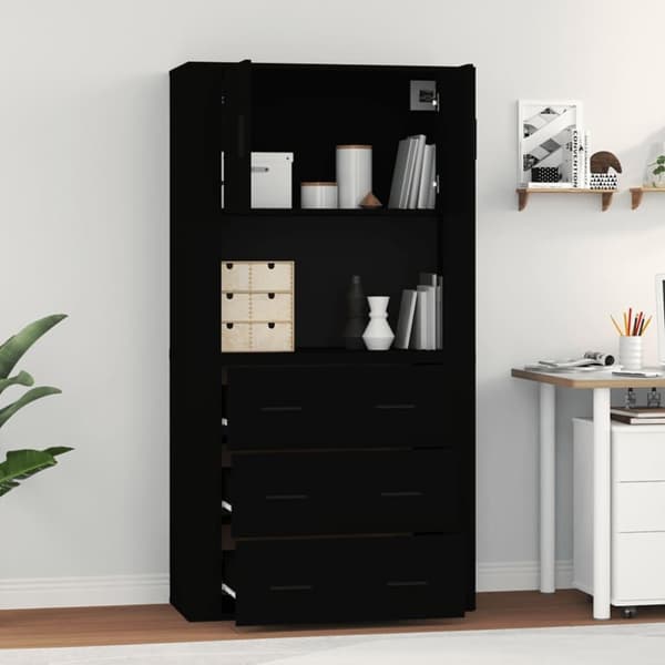 vidaXL Highboard svart konstruert tre