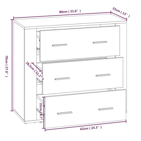 vidaXL Highboard sonoma eik konstruert tre