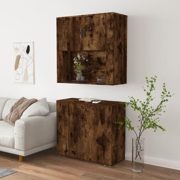 vidaXL Highboard røkt eik konstruert tre