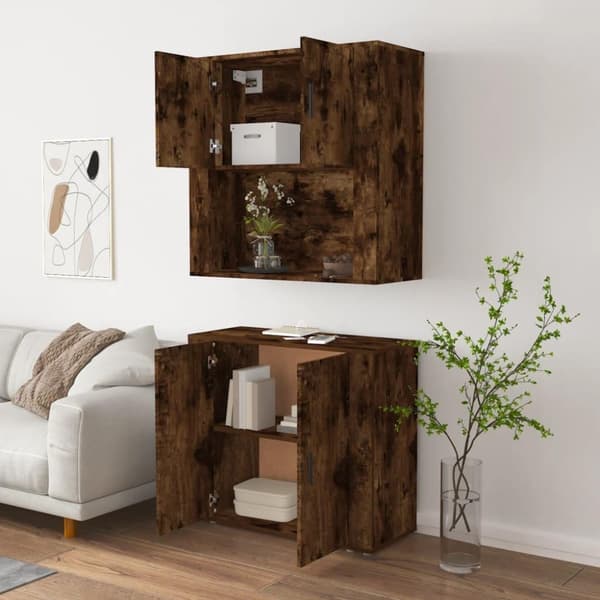 vidaXL Highboard røkt eik konstruert tre