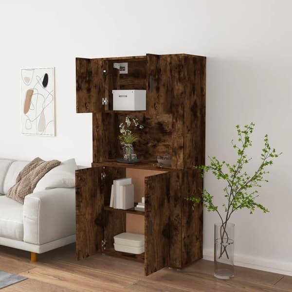 vidaXL Highboard røkt eik konstruert tre