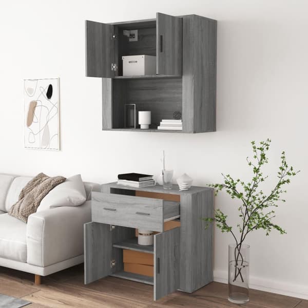 vidaXL Highboard grå sonoma konstruert tre