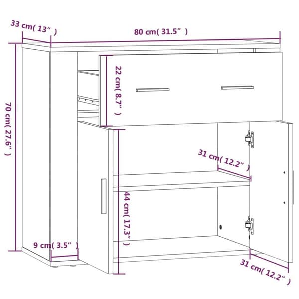 vidaXL Highboard betonggrå konstruert tre