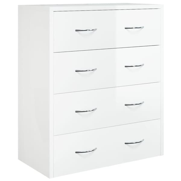 vidaXL Skänk med 4 lådor 60x30,5x71 cm vit högglans