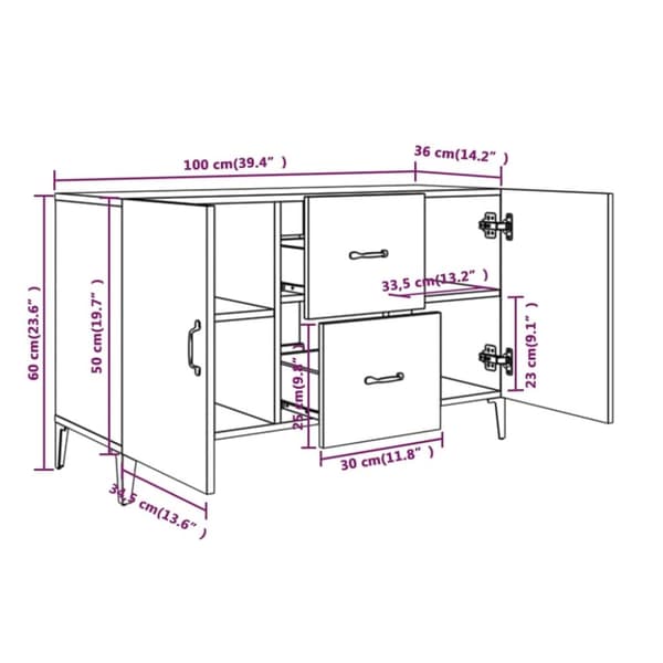vidaXL Skänk sonoma-ek 100x36x60 cm konstruerat trä