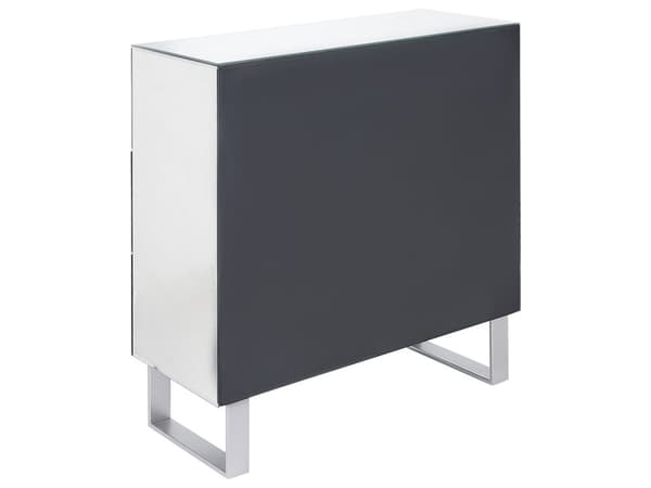 Kommode Sølv Glas Spejl 80 x 80 cm Kommodeskuffe med 4 Skuffer Diamant Greb Knopper Chiffonnier til Soveværelse Indretnings Idee