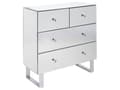 Miniatyrbillede 1 af 9: Kommode Sølv Glas Spejl 80 x 80 cm Kommodeskuffe med 4 Skuffer Diamant Greb Knopper Chiffonnier til Soveværelse Indretnings Idee