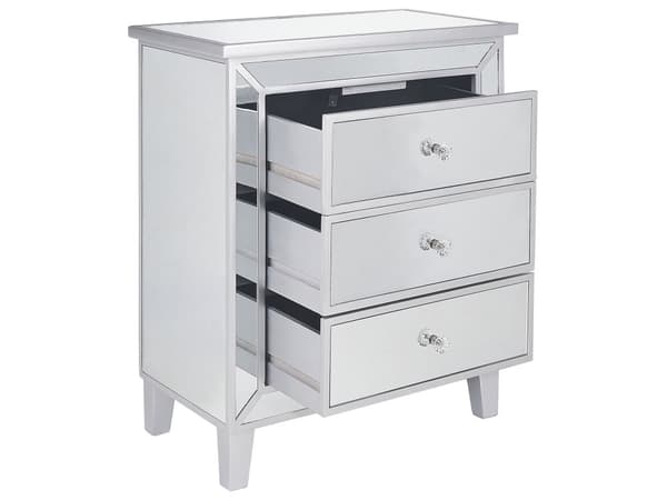 Lipasto hopea 60 x 71 x 35 cm lasi MDF puu akryyli 3 laatikkoa peilattu moderni tyyli