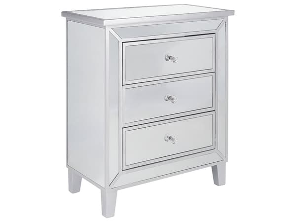 Lipasto hopea 60 x 71 x 35 cm lasi MDF puu akryyli 3 laatikkoa peilattu moderni tyyli
