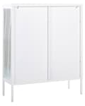 Miniatyrbild 10 av 11: Vitrinskåp Vit Stål 90 x 35 x 111 cm Metall 2 Glasdörrar Display Industriell Design Kontor Vardagsrum Kök Matsal