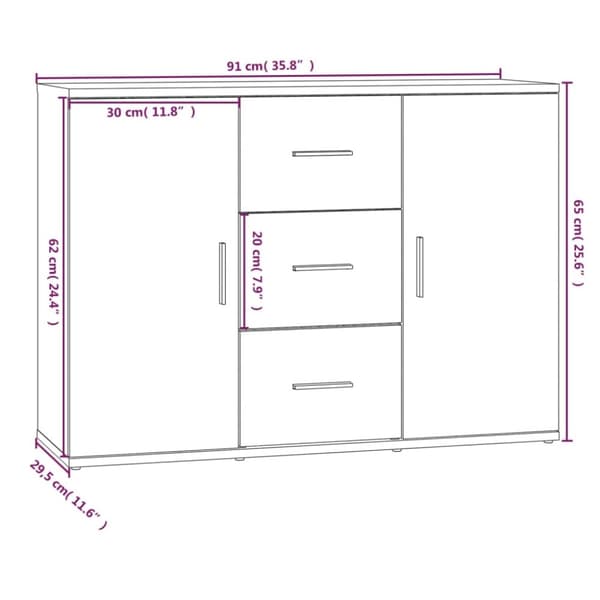 vidaXL Skjenk røkt eik 91x29,5x65 cm konstruert tre