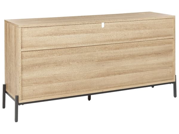 Senkki vaalea puu harmaa 140 x 76 x 40 cm MDF-levy metalli 3 kaappia 3 hyllyä skandinaavinen