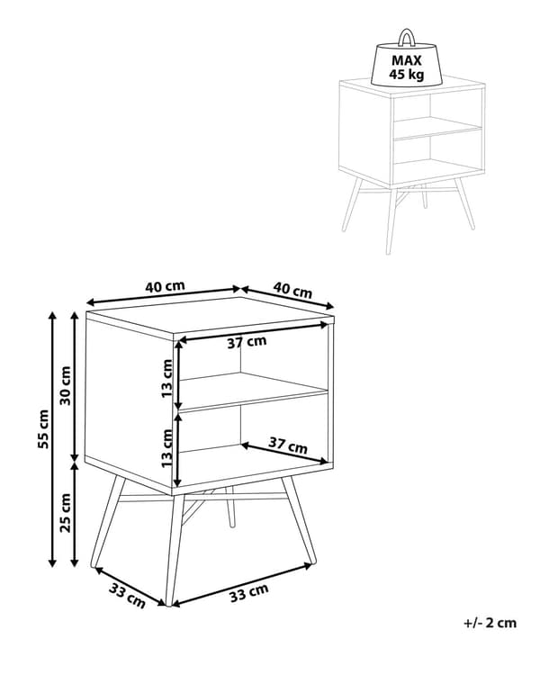 Sängbord Ljust Trä MDF med 2 Öppna Hyllor Minimalistisk Samtida Sovrum