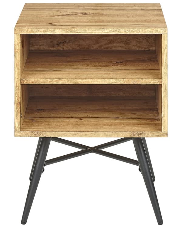 Sängbord Ljust Trä MDF med 2 Öppna Hyllor Minimalistisk Samtida Sovrum