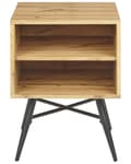 Miniatyrbild 4 av 7: Sängbord Ljust Trä MDF med 2 Öppna Hyllor Minimalistisk Samtida Sovrum