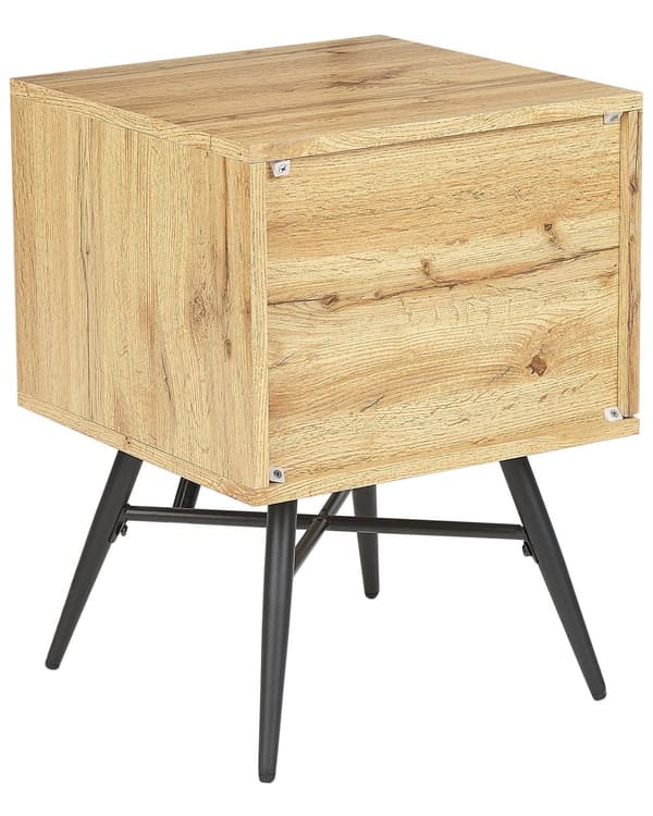 Sängbord Ljust Trä MDF med 2 Öppna Hyllor Minimalistisk Samtida Sovrum