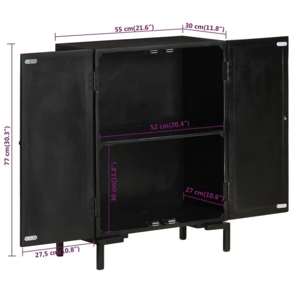 vidaXL skænk 55x30x77 cm massivt mangotræ og jern sort