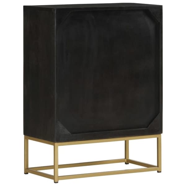 vidaXL Senkki 2 ovella musta ja kulta 55x30x75 cm täysi mangopuu
