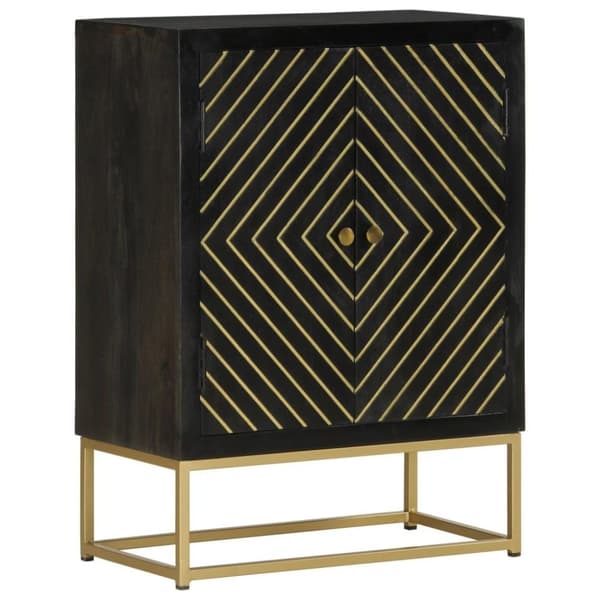 vidaXL Senkki 2 ovella musta ja kulta 55x30x75 cm täysi mangopuu