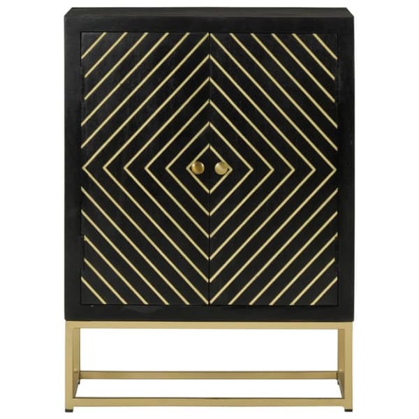 vidaXL Senkki 2 ovella musta ja kulta 55x30x75 cm täysi mangopuu