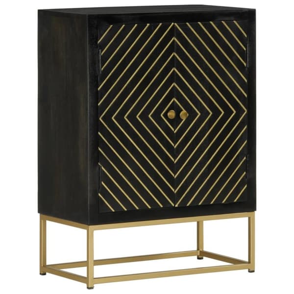 vidaXL Senkki 2 ovella musta ja kulta 55x30x75 cm täysi mangopuu