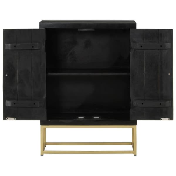 vidaXL Skänk med 2 dörrar svart & guld 55x30x75 cm massivt mangoträ