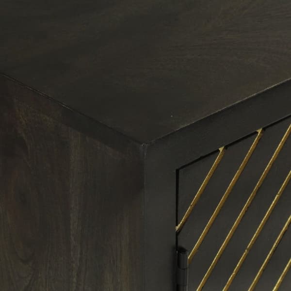 vidaXL Skänk med 2 dörrar svart & guld 55x30x75 cm massivt mangoträ