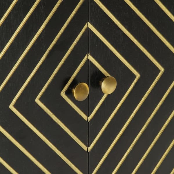 vidaXL Skänk med 2 dörrar svart & guld 55x30x75 cm massivt mangoträ