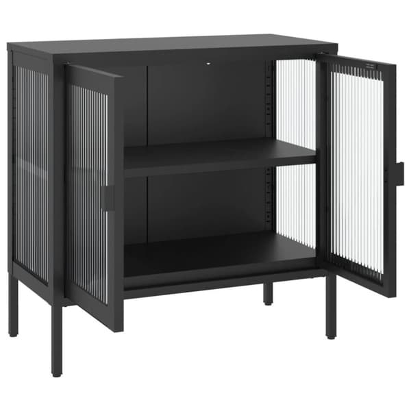 vidaXL Skänk svart 70x35x70 cm glas och stål