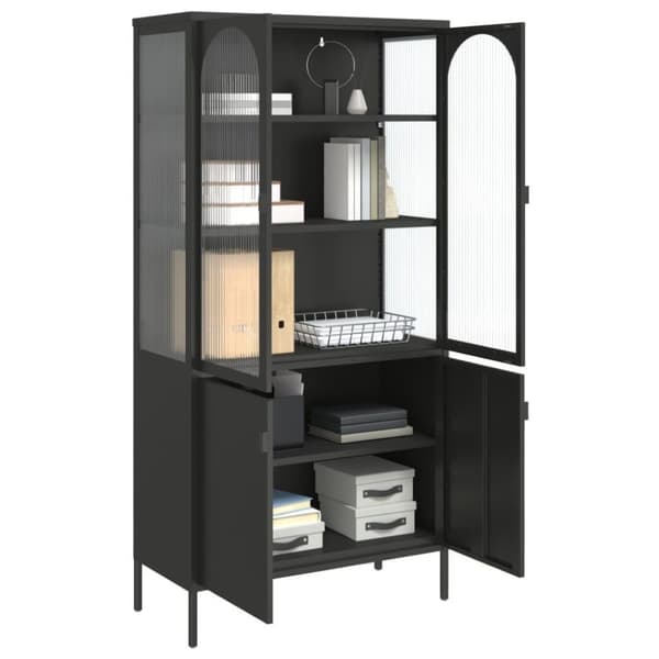 vidaXL Highboard svart 90x40x180 cm glass og stål