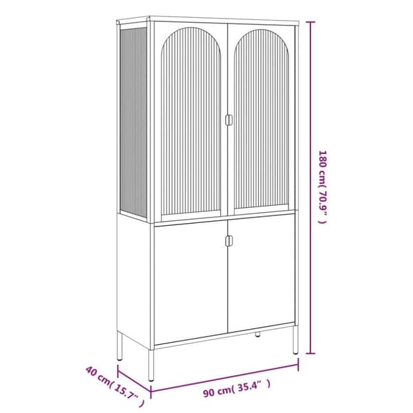 vidaXL Highboard svart 90x40x180 cm glass og stål