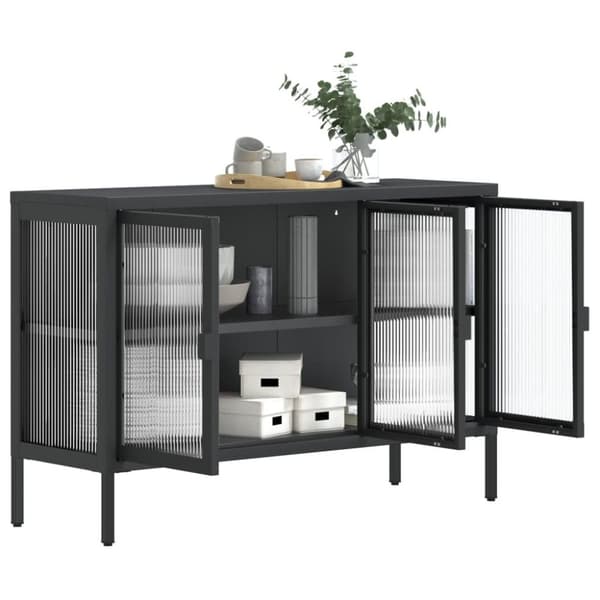 vidaXL skænk 105x35x70 cm glas og stål sort