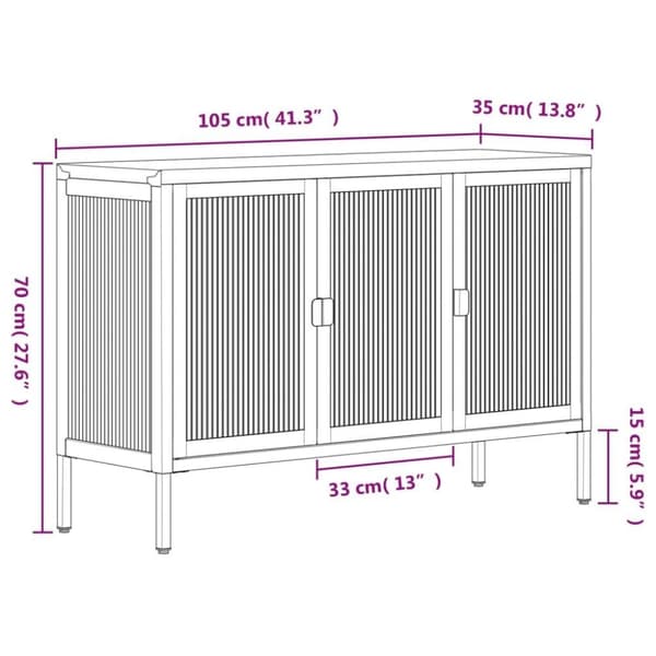vidaXL skænk 105x35x70 cm glas og stål sort