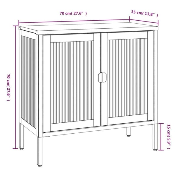 vidaXL skænk 70x35x70 cm glas og stål sort