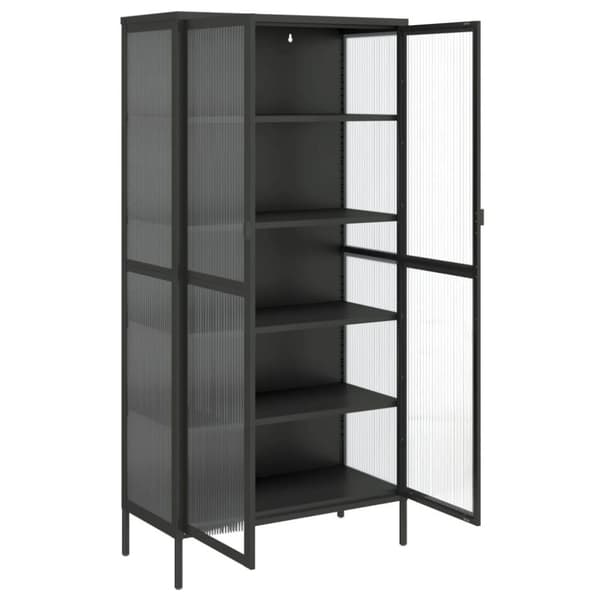 vidaXL skab 85x40x180 cm glas og stål sort
