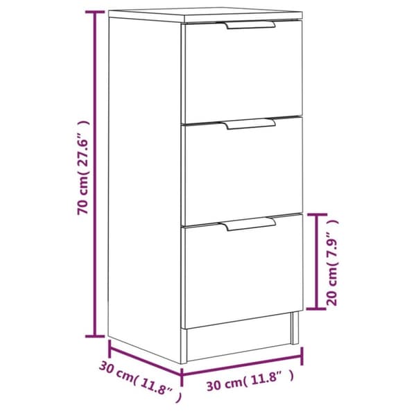 vidaXL skænk 30x30x70 cm konstrueret træ sort