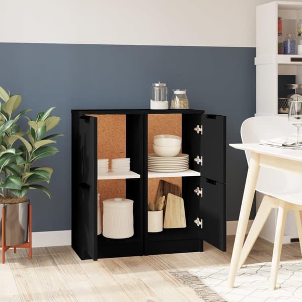 vidaXL Skjenker 2 stk svart 30x30x70 cm konstruert tre