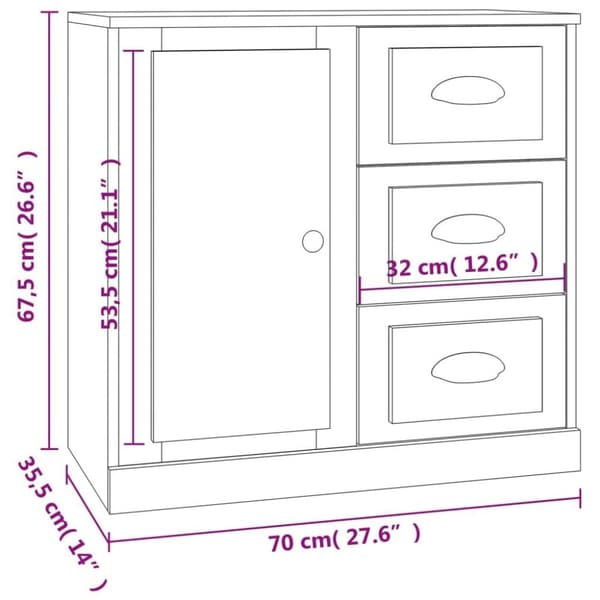 vidaXL skænk 70x35,5x67,5 cm konstrueret træ betongrå