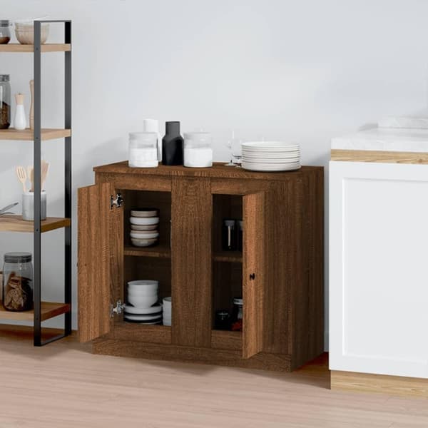 vidaXL Senkit 2 kpl ruskea tammi 37,5x35,5x67,5 cm tekninen puu