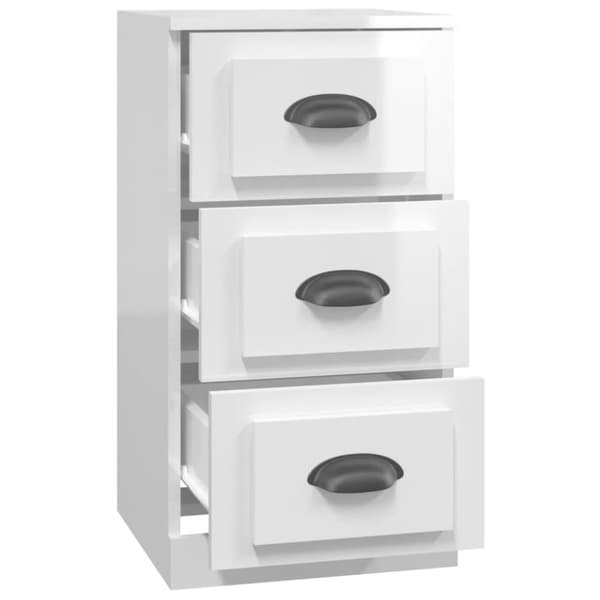 vidaXL skænk 36x35,5x67,5 cm konstrueret træ hvid højglans