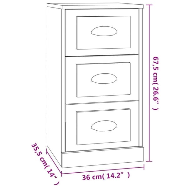 vidaXL Byrå vit 36x35,5x67,5 cm konstruerat trä