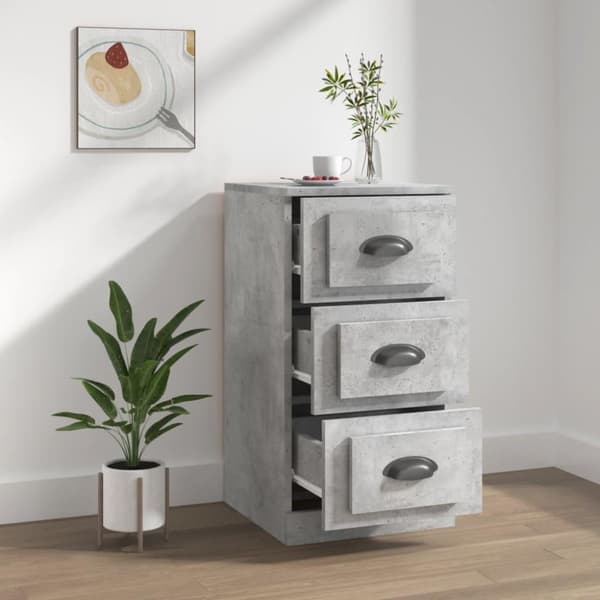 vidaXL Byrå betonggrå 36x35,5x67,5 cm konstruerat trä