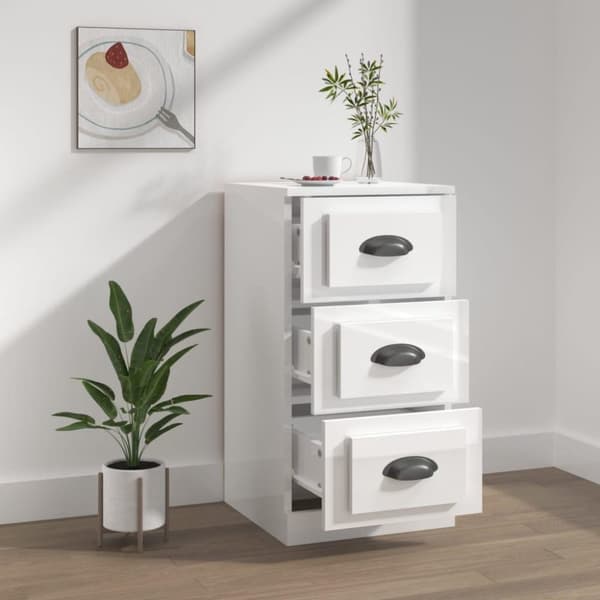 vidaXL Byrå vit högglans 36x35,5x67,5 cm konstruerat trä