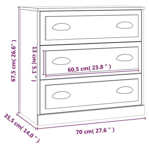 vidaXL Skjenk høyglans hvit 70x35,5x67,5 cm konstruert tre