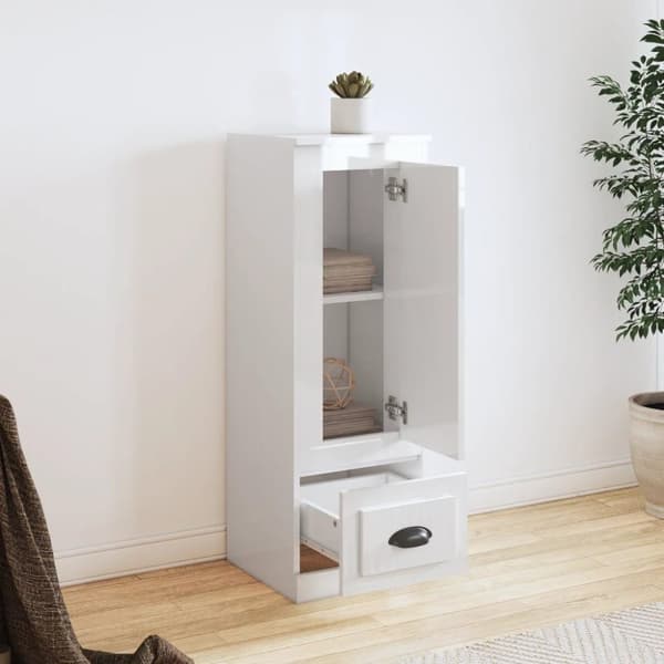 vidaXL Highboard høyglans hvit 36x35,5x103,5 cm konstruert tre