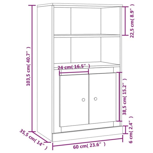 vidaXL skænk 60x35,5x103,5 cm konstrueret træ sort
