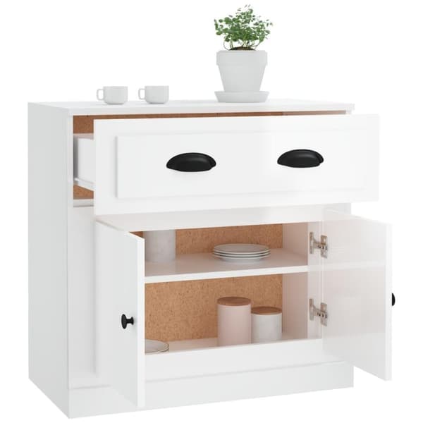 vidaXL skænk 70x35,5x67,5 cm konstrueret træ hvid højglans