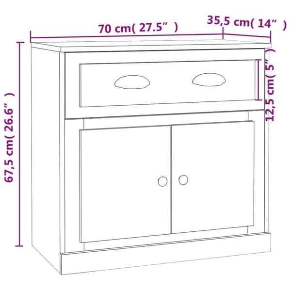 vidaXL skænk 70x35,5x67,5 cm konstrueret træ hvid højglans