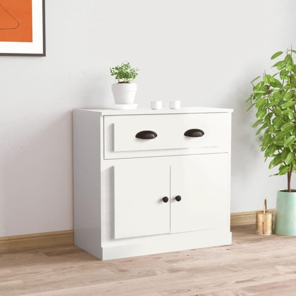vidaXL skænk 70x35,5x67,5 cm konstrueret træ hvid højglans